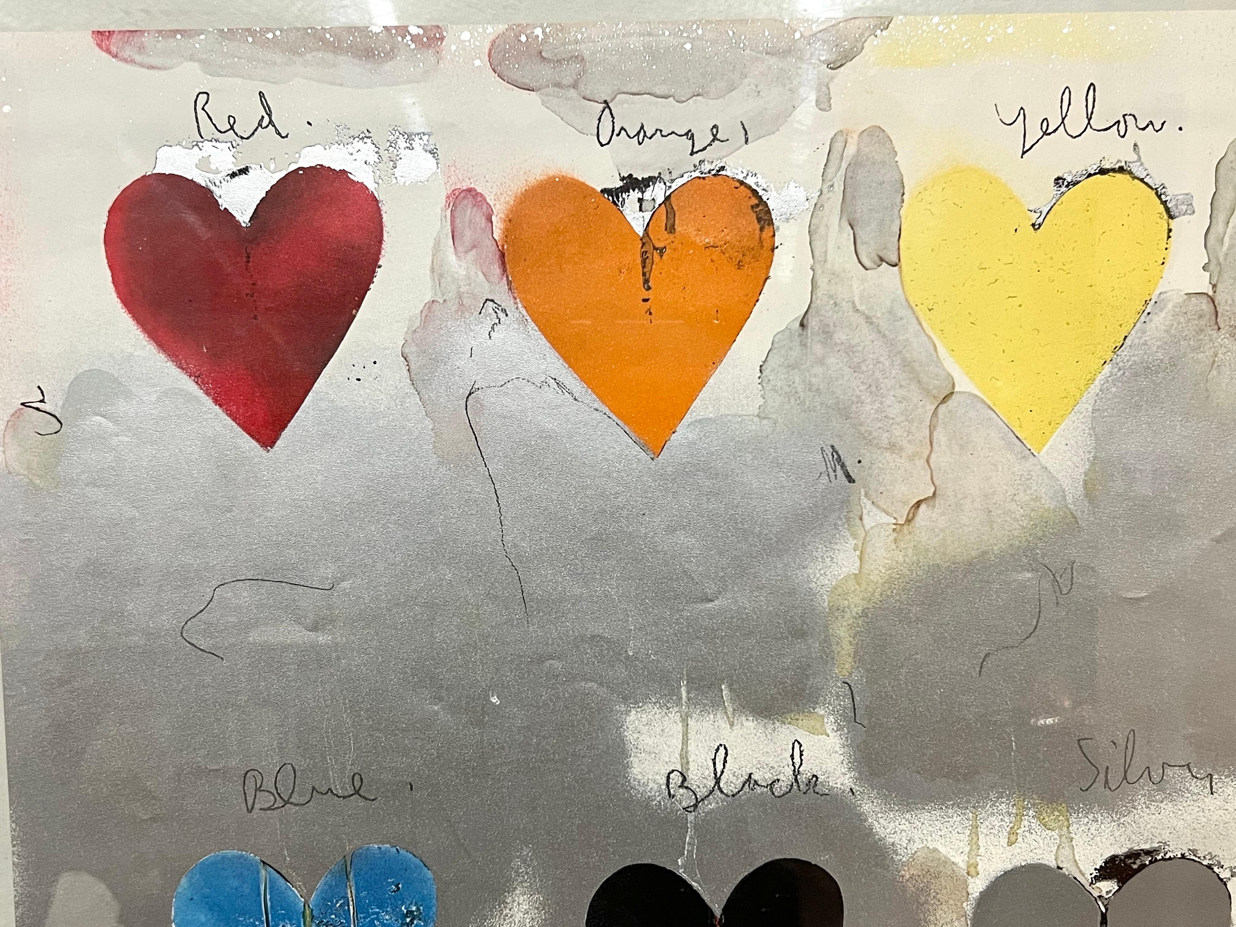 Late 20th Century Jim Dine 8 Hearts Pencil Signed Original Lithograph For Sale