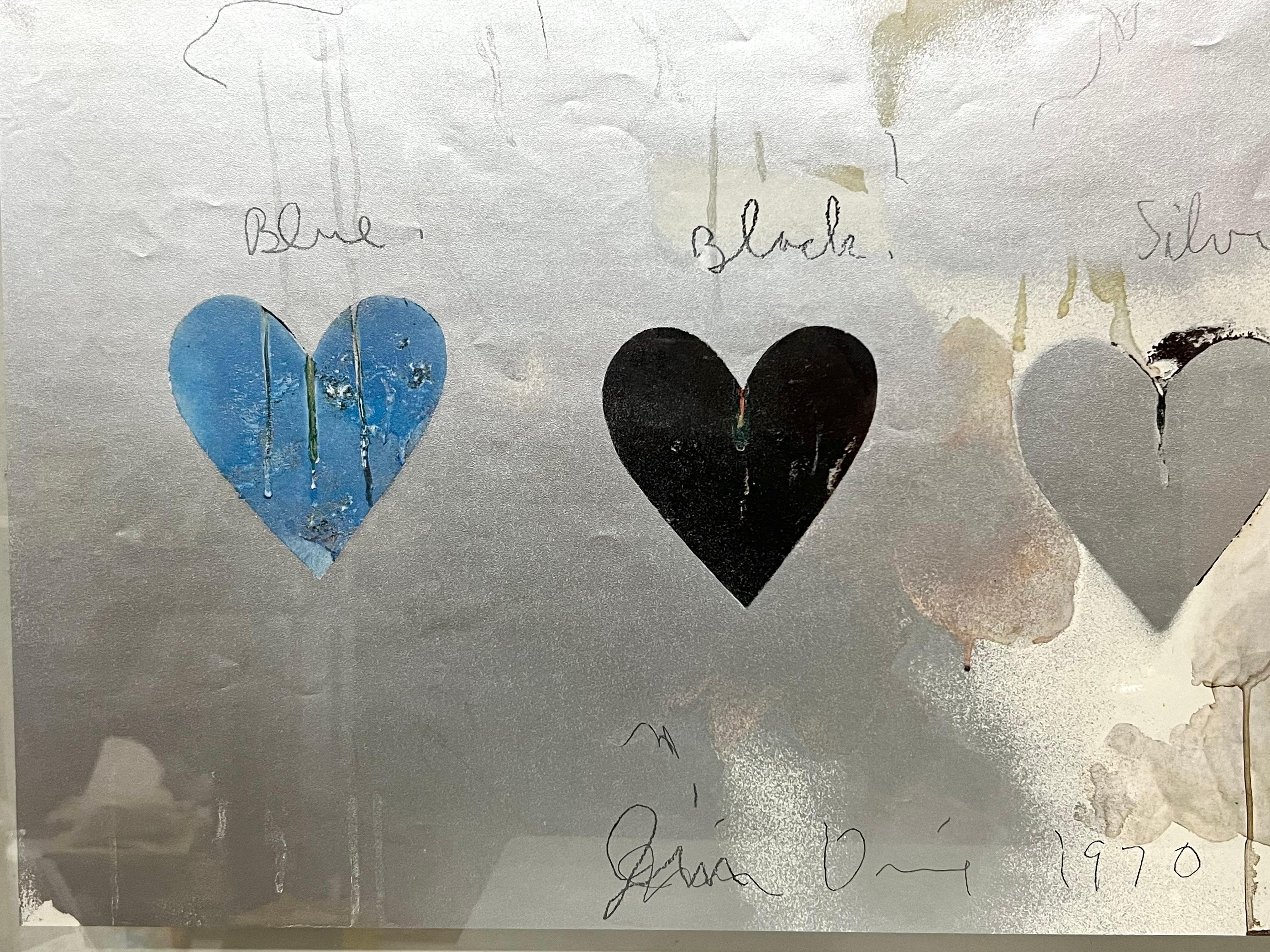 Paper Jim Dine 8 Hearts Pencil Signed Original Lithograph For Sale