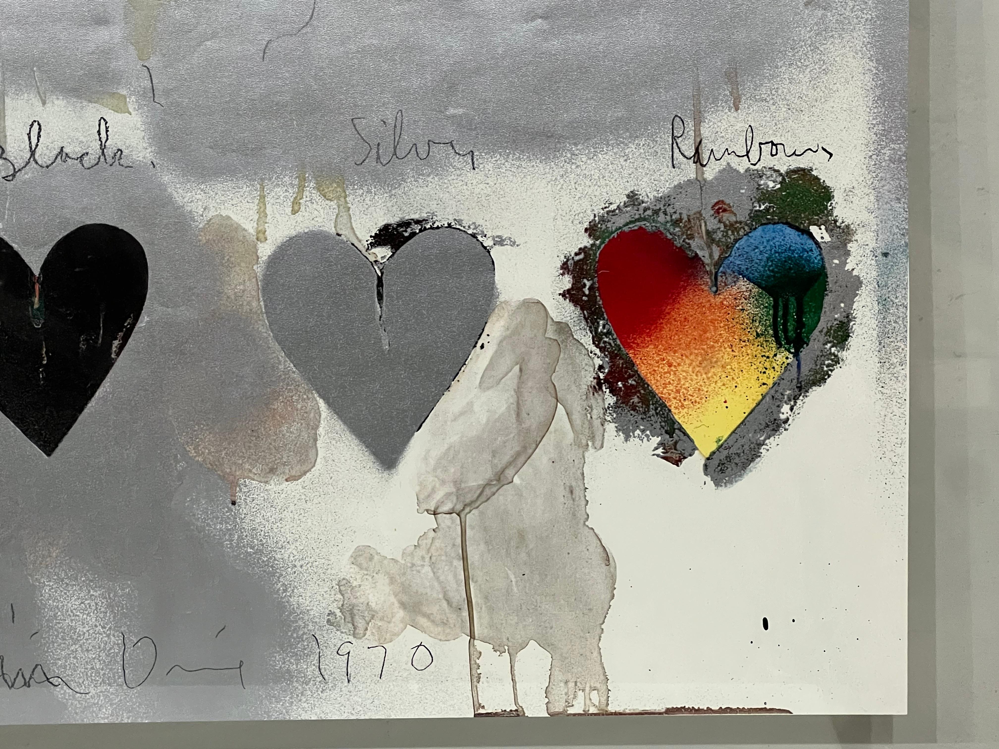Carta Jim Dine 8 Cuori Matita firmata Litografia originale
