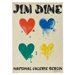 JIM DINE - FOUR HEARTS - NATIONAL GALERIE BERLIN Original Vintage Poster Signed