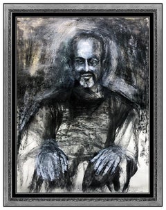 Jim Dine Original Watercolor Painting Signed Large Self Portrait Framed Artwork