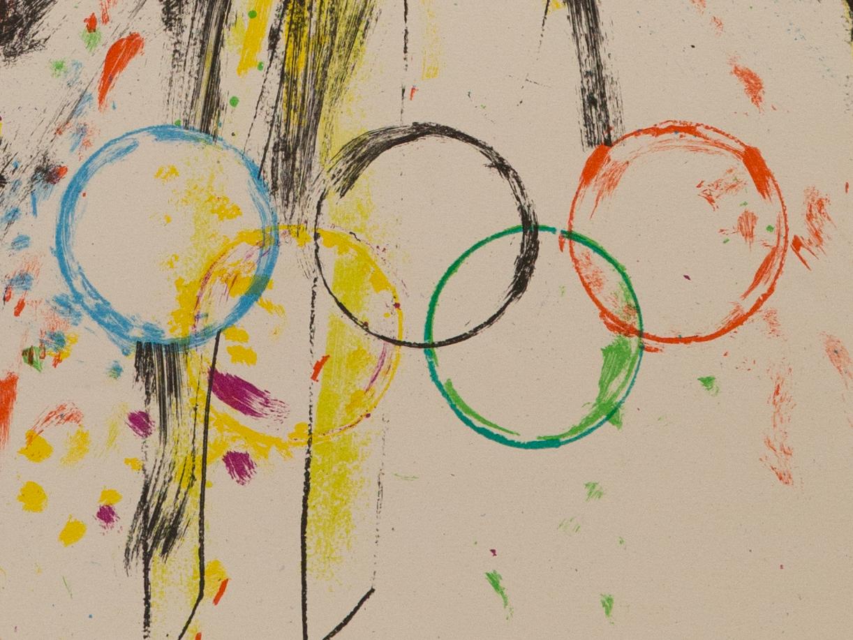 Jim Dine pencil signed “Olympic Robe” lithograph for 1988 Olympic Games In Good Condition In Hudson, NY