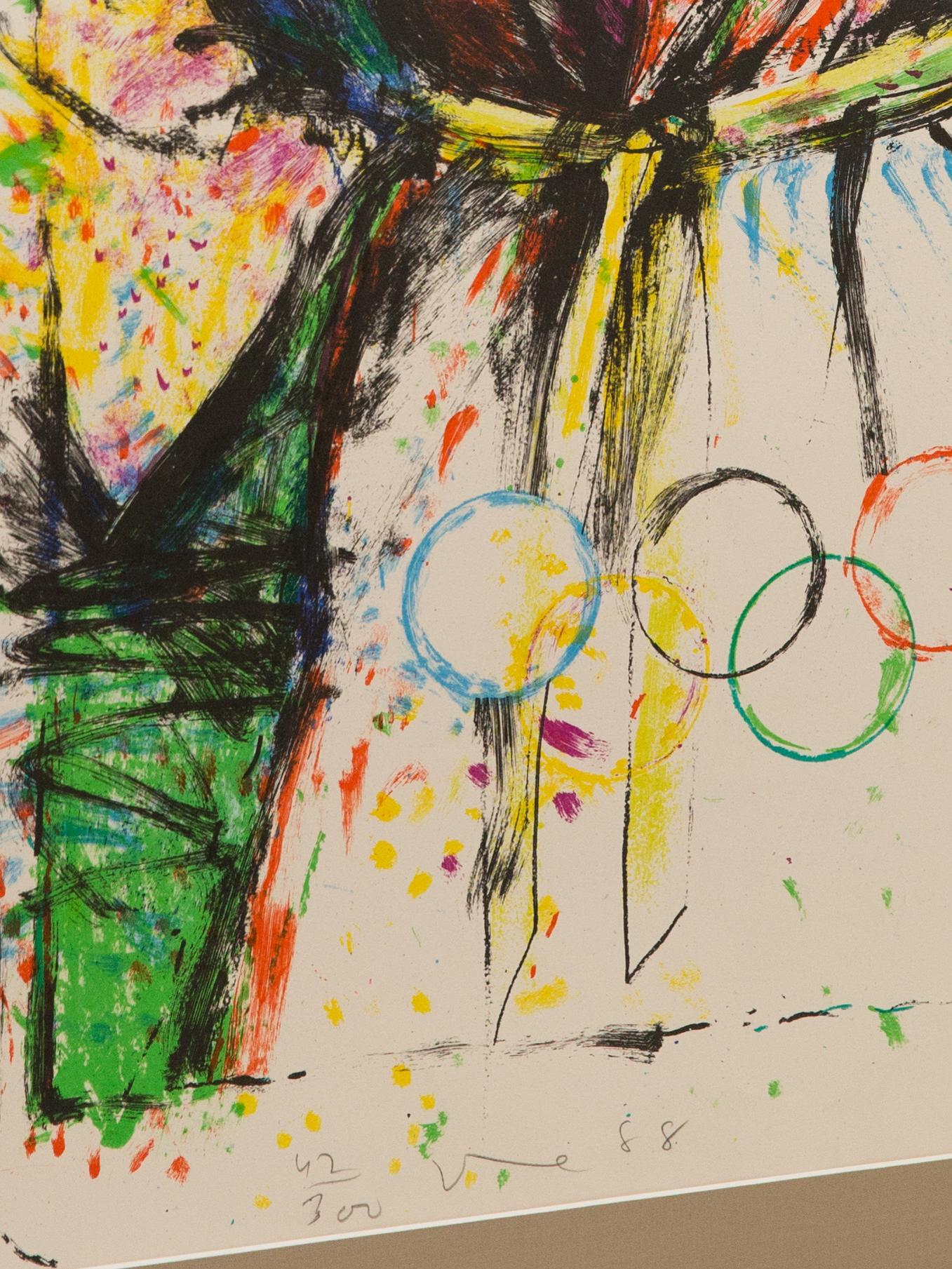 Late 20th Century Jim Dine pencil signed “Olympic Robe” lithograph for 1988 Olympic Games