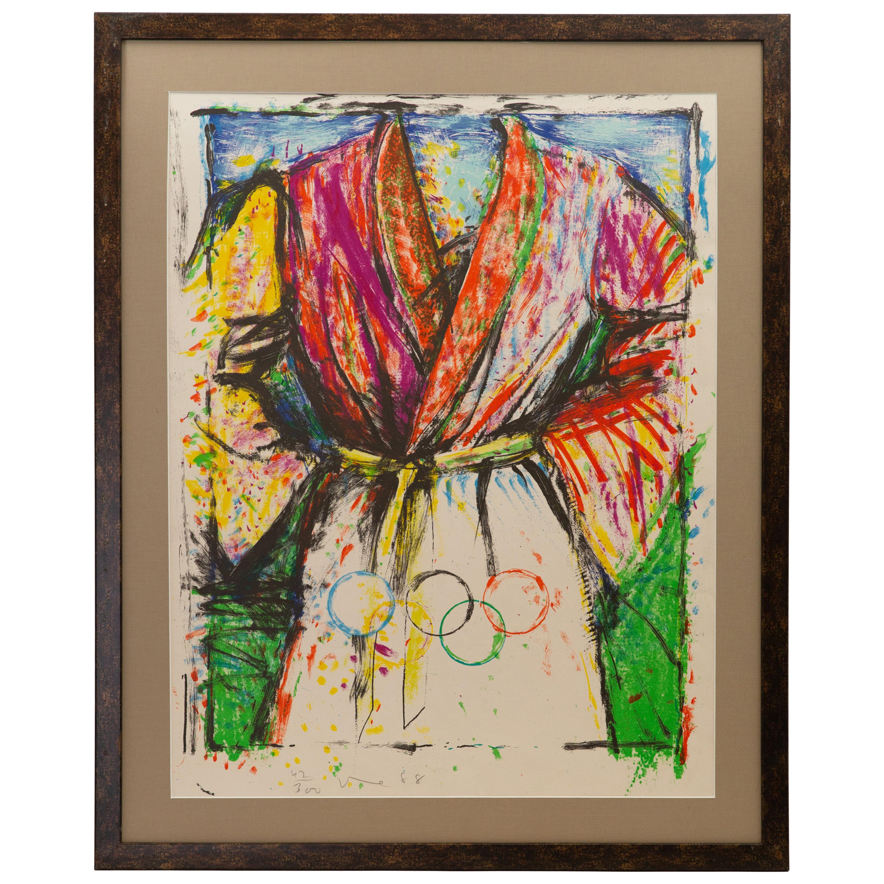 Jim Dine pencil signed “Olympic Robe” lithograph for 1988 Olympic Games