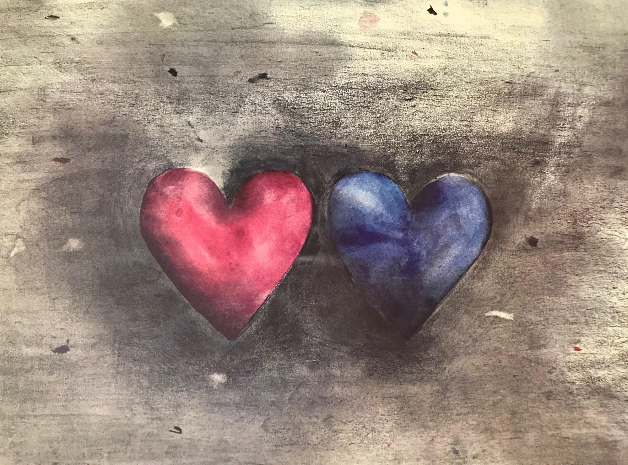 Modern Jim Dine Print Two Hearts, 1976