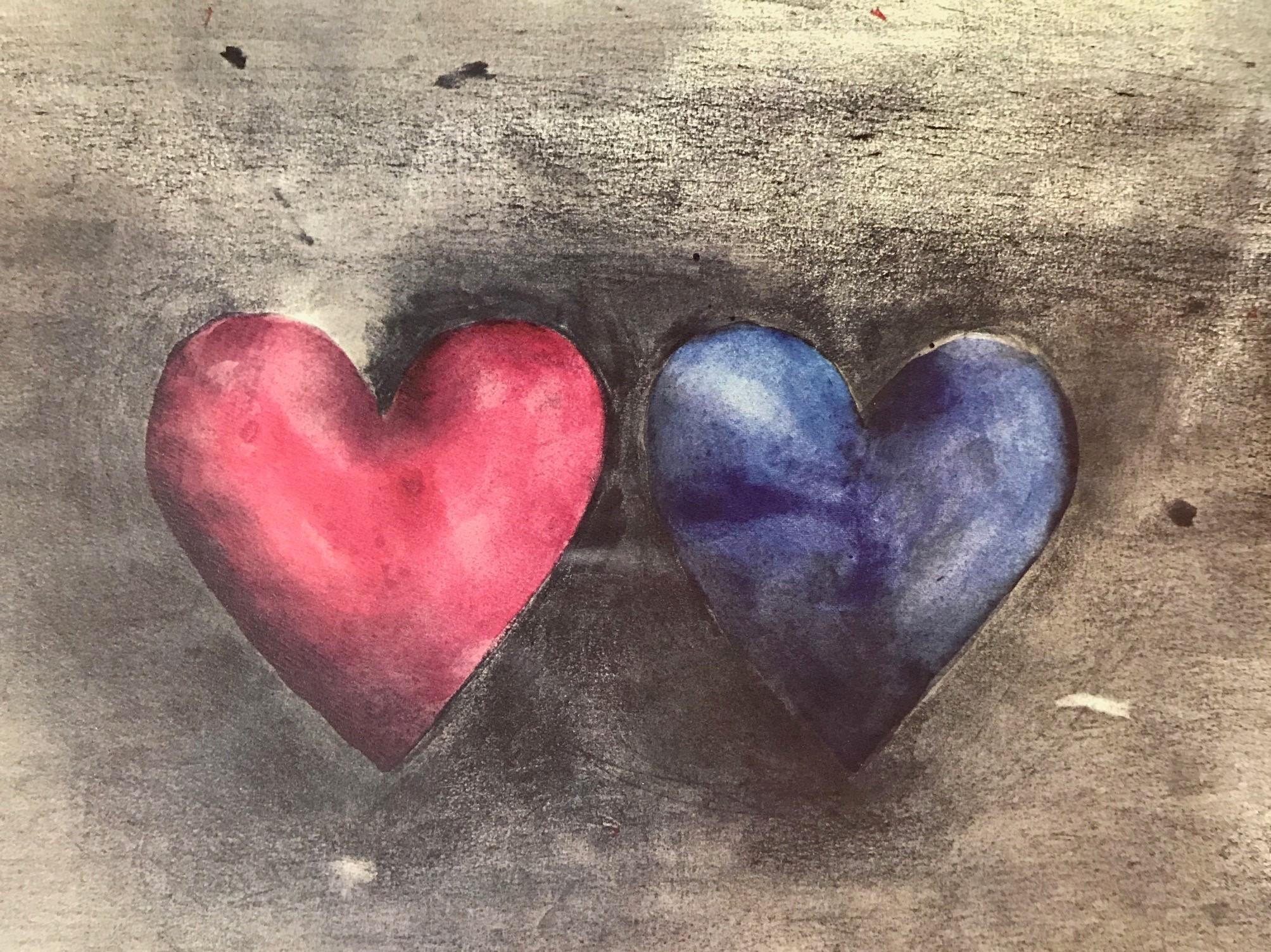American Jim Dine Print Two Hearts, 1976