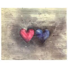 Jim Dine Print Two Hearts, 1976