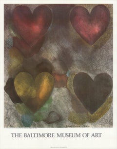1980 After Jim Dine 'Flo-Master Hearts' Pop Art Multicolor,Gray,Red,Pink,Yellow