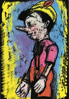 2008 After Jim Dine Pinocchio Print, Mixed Media, Pop Art, Unframed