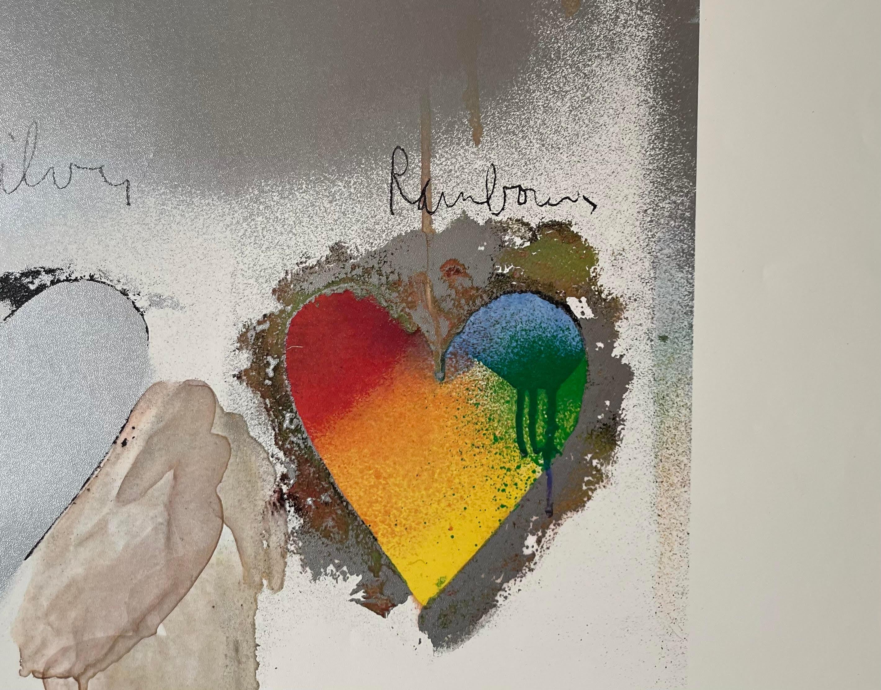8 Hearts / Look, Lt. Ed Off-set Lithograph with metallic paper collage overlay - Pop Art Print by Jim Dine