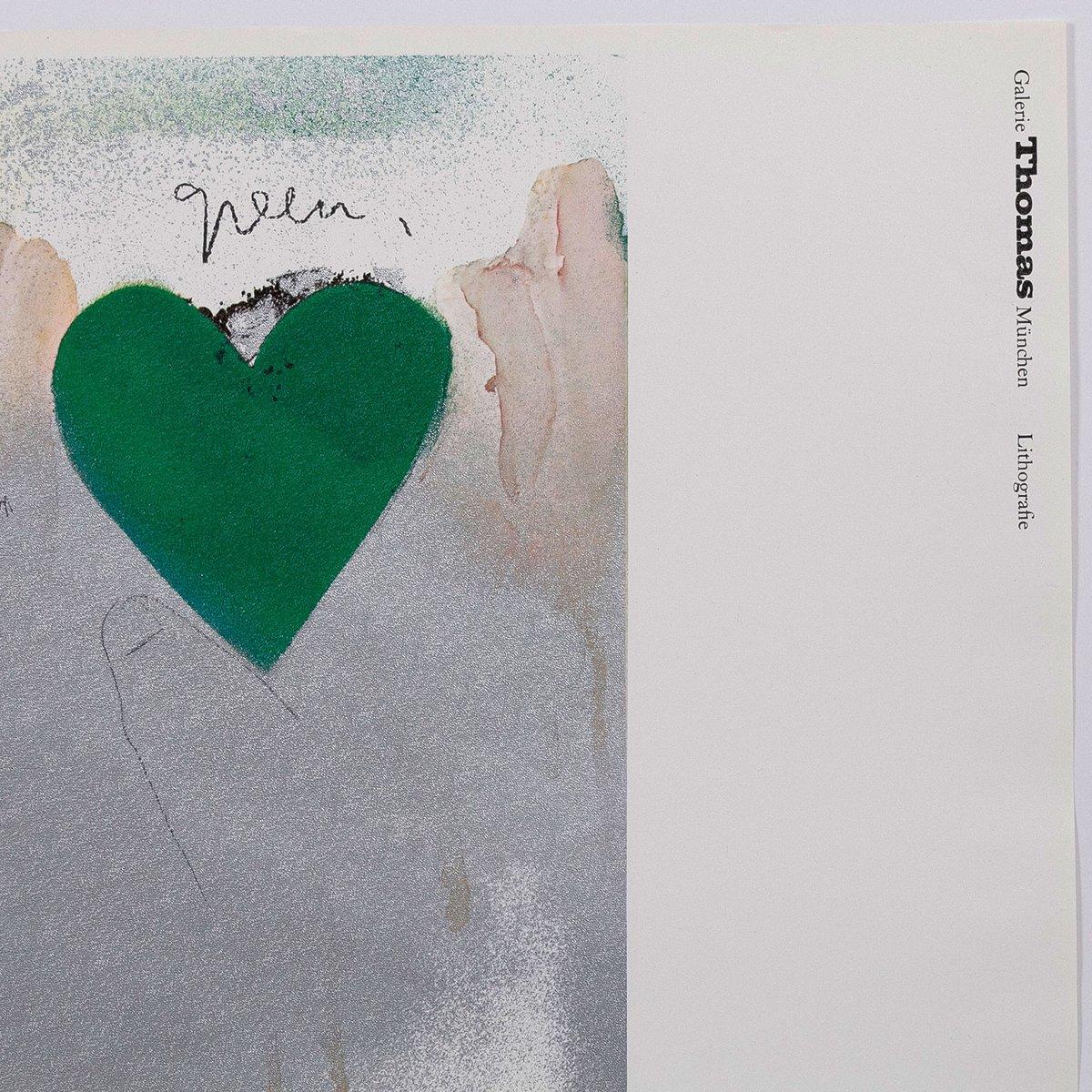 8 Hearts / Look, Off-set Lithograph with metallic paper collage overlay, 1970 - Contemporary Print by Jim Dine