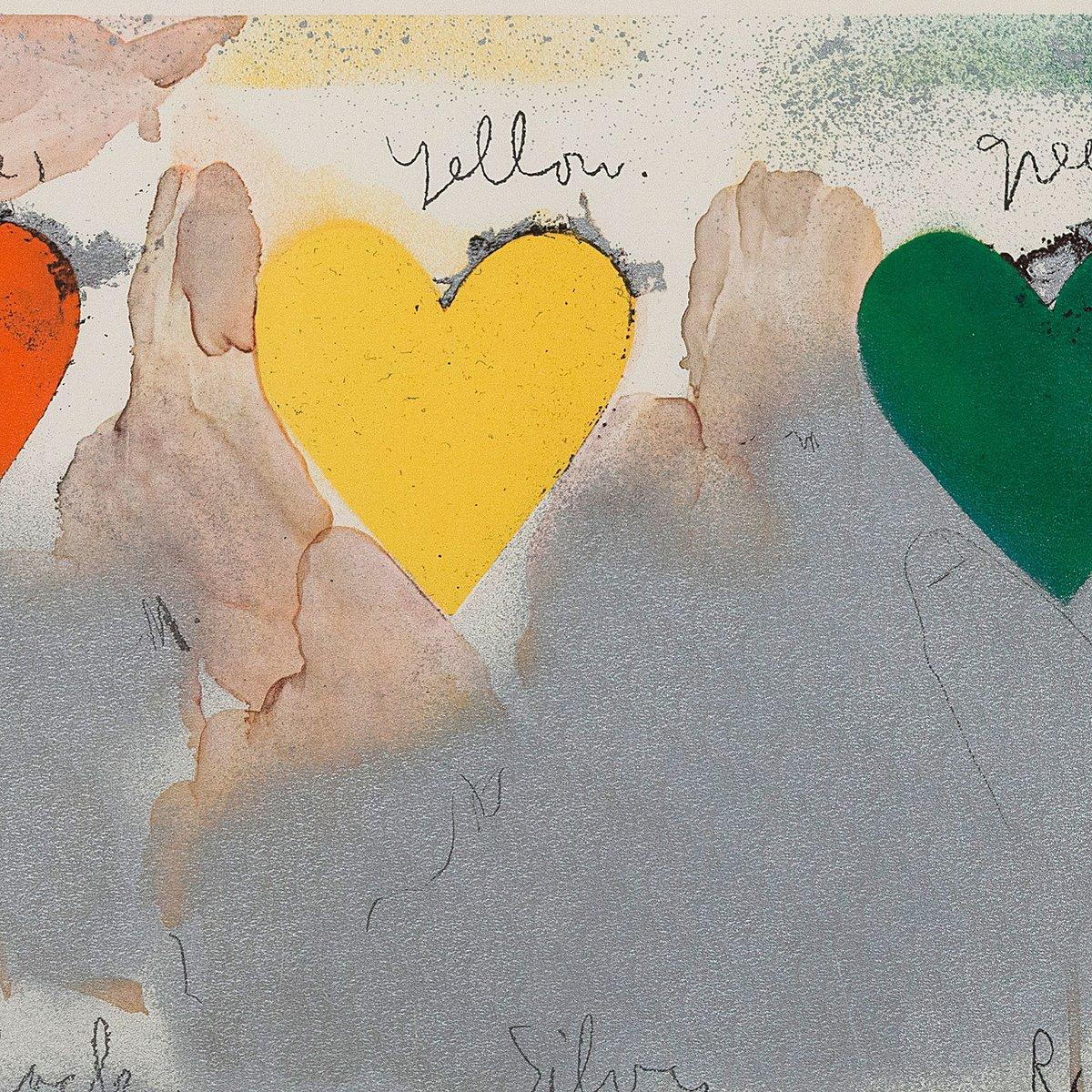 8 Hearts / Look, Off-set Lithograph with metallic paper collage overlay, 1970 3