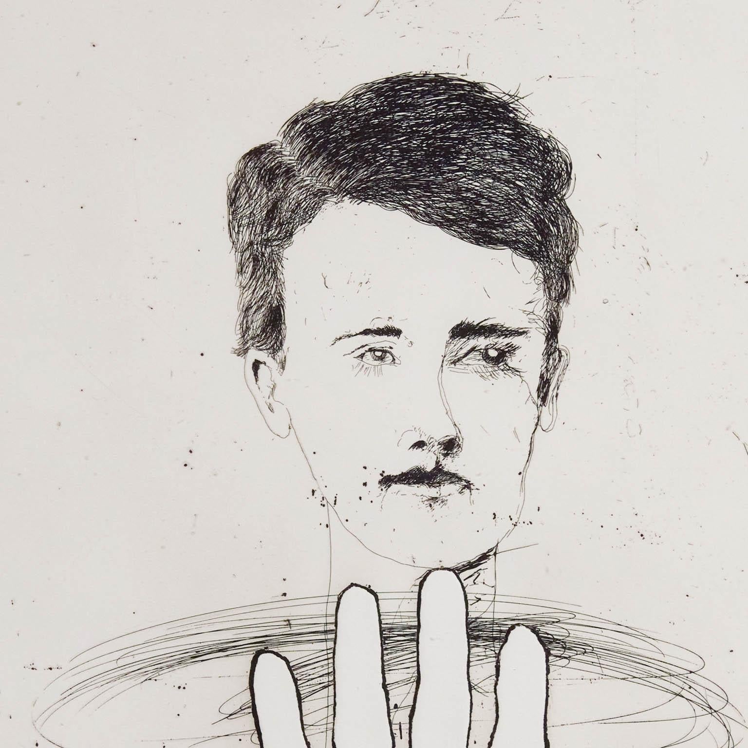 Blue Haircut - Gray Figurative Print by Jim Dine
