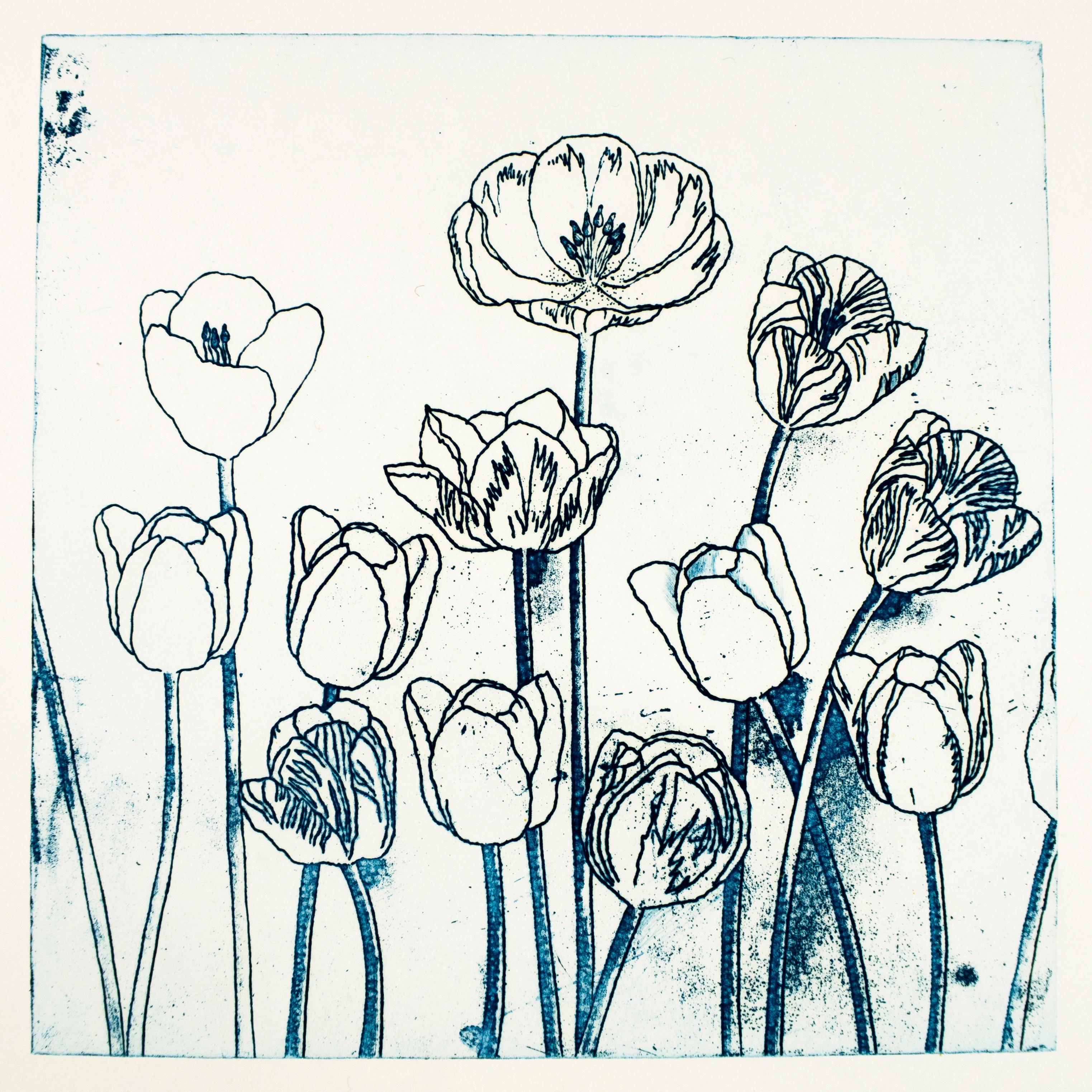 Blue Tulips - Print by Jim Dine