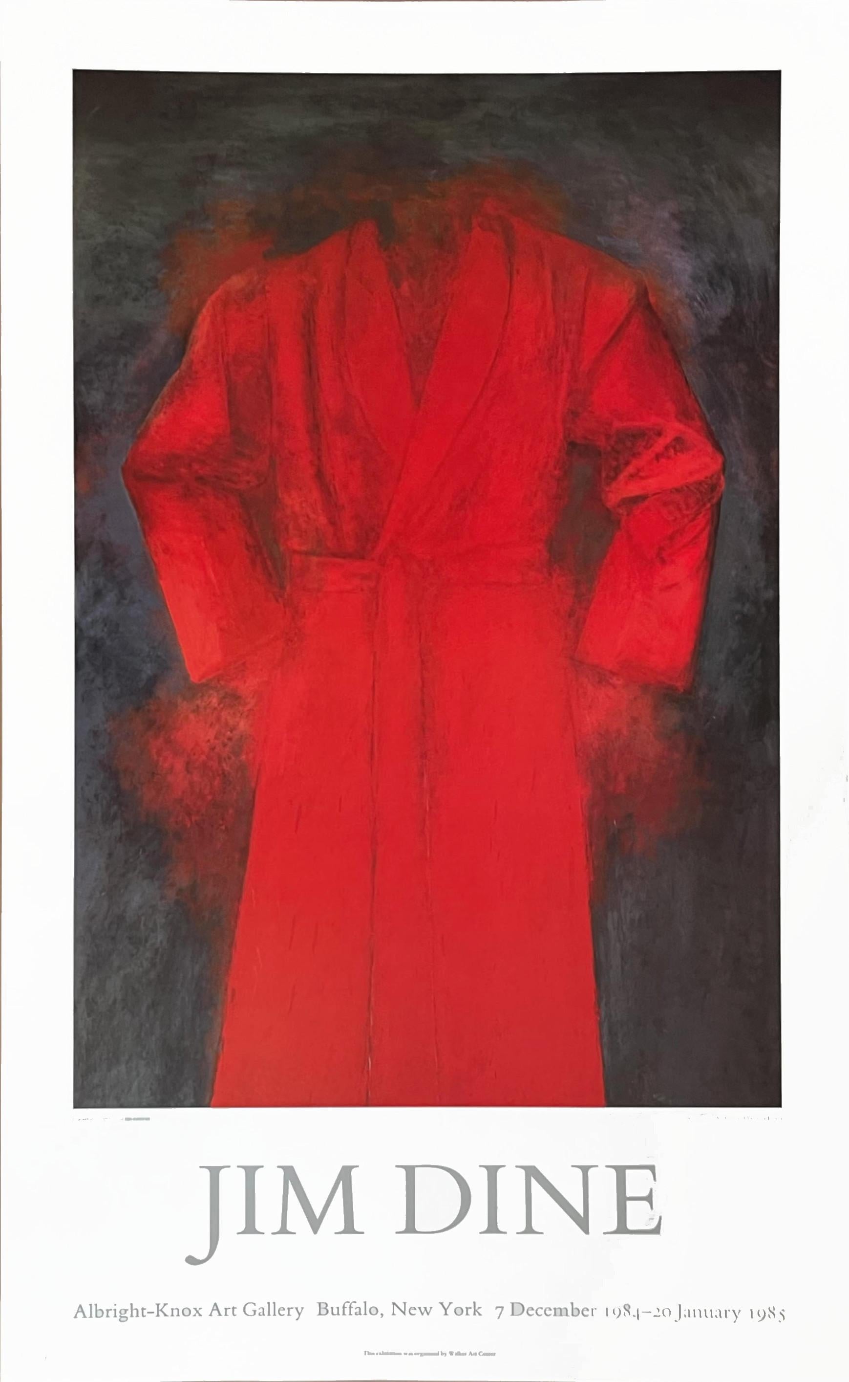 "Cardinal" - Jim Dine at Albright Knox poster, 1984
LARGE:  40 inches (vertical) x 24 inches (horizontal)
(Ships rolled in a tube measuring 36" x 6" )
Offset lithograph poster
Limited Edition of 500 (unnumbered; unsigned)
40 × 24