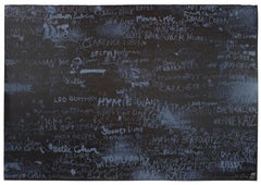Cincinnati II: Large Scale Black and White abstract text drawing by Jim Dine