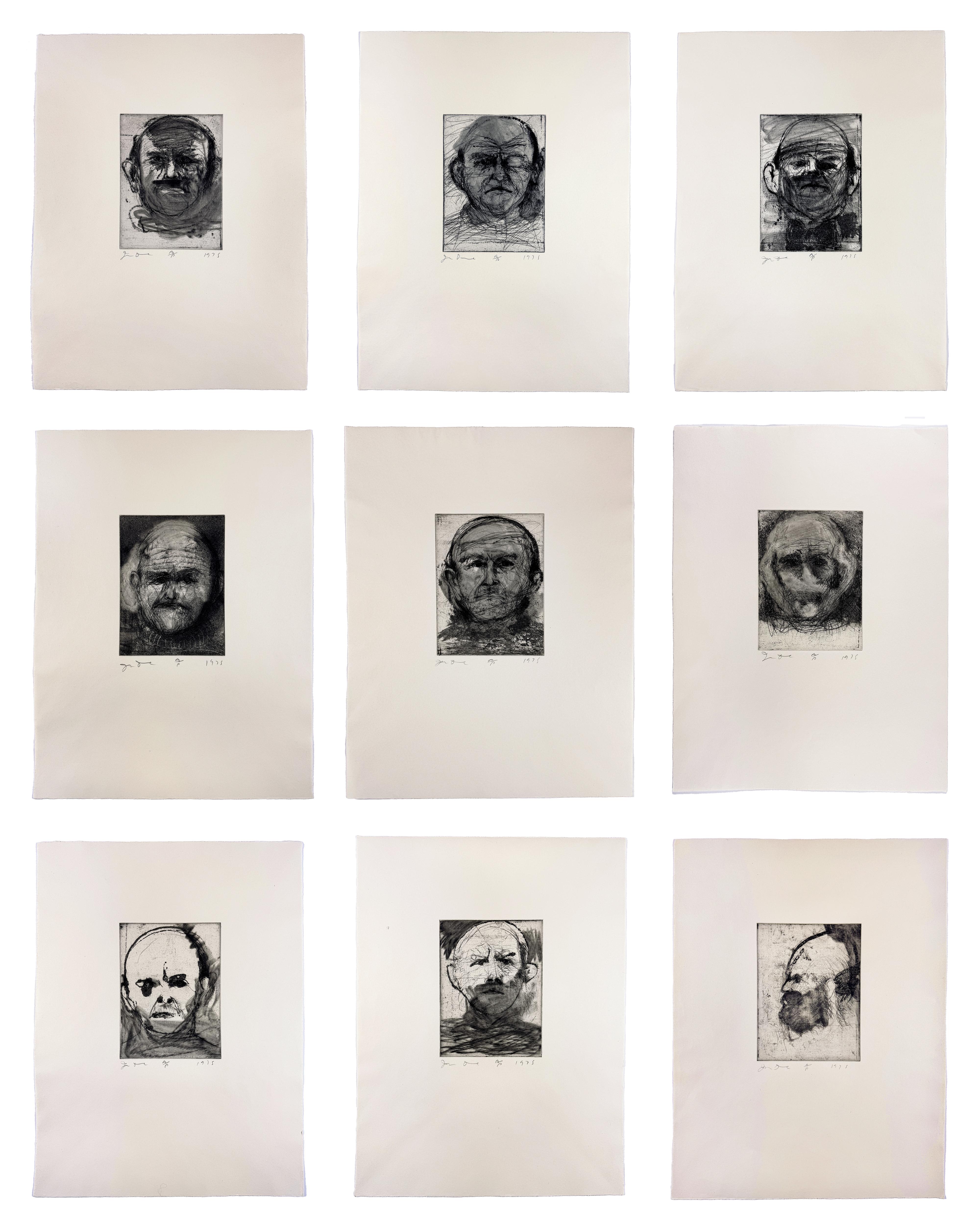 Dartmouth Portraits Jim Dine portfolio of nine self portrait etchings aquatint For Sale 1