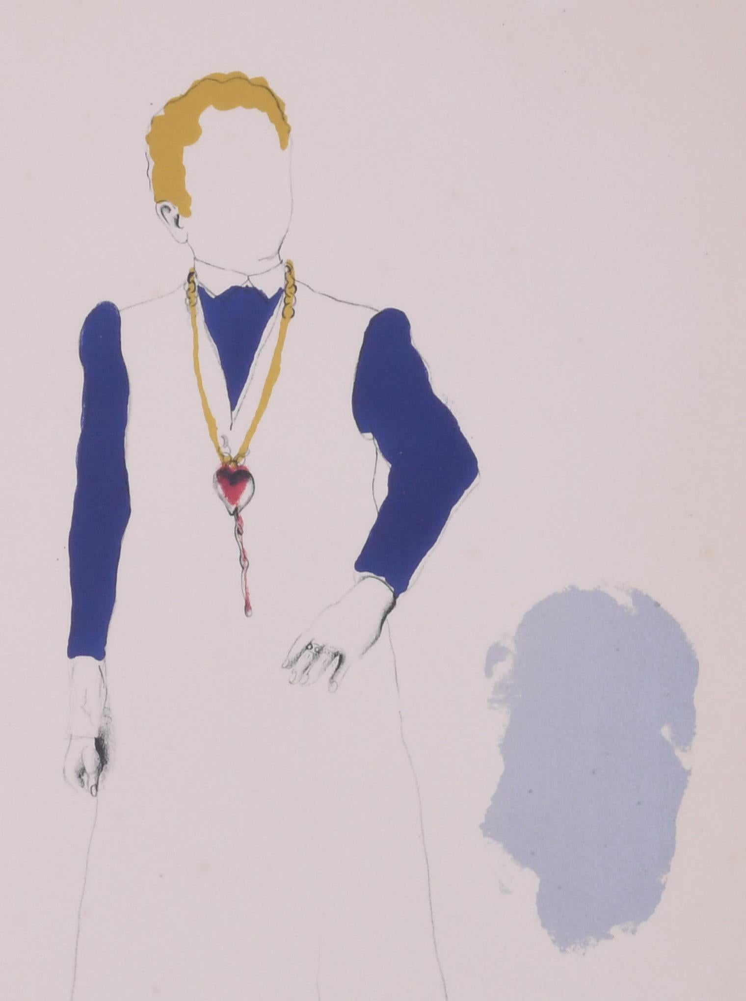 Dorain grigio con sciarpa arcobaleno
Litografia a colori, 1968
Firmato a matita in basso al centro del foglio (vedi foto)
Annotata dall'artista: A/P per Artist's Proof (vedi foto)
Da: Il ritratto di Dorain Gray, libro illustrato con tredici