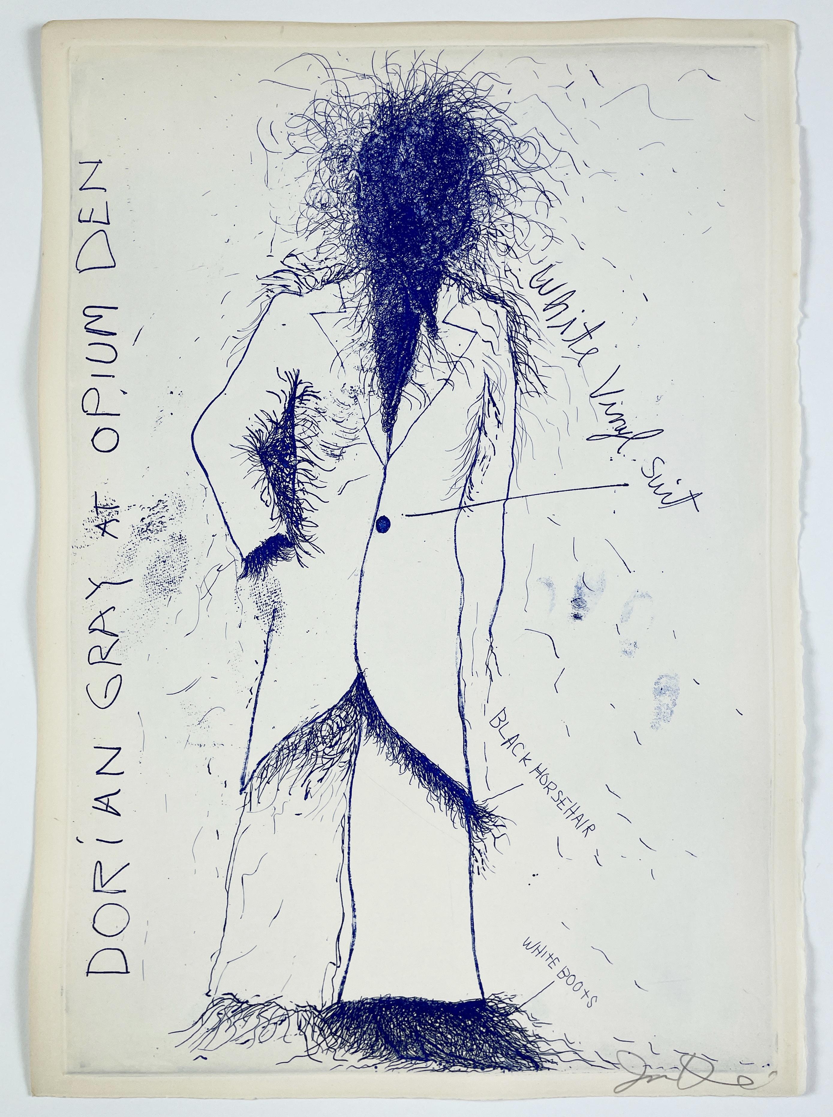 Jim Dine Figurative Print - Dorian Gray at Opium Den from "The Picture of Dorian Gray" surreal portrait
