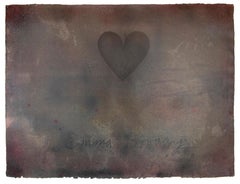Jim Dine Emma Bovary Heart unique print w muted galaxy rainbow colors abstract