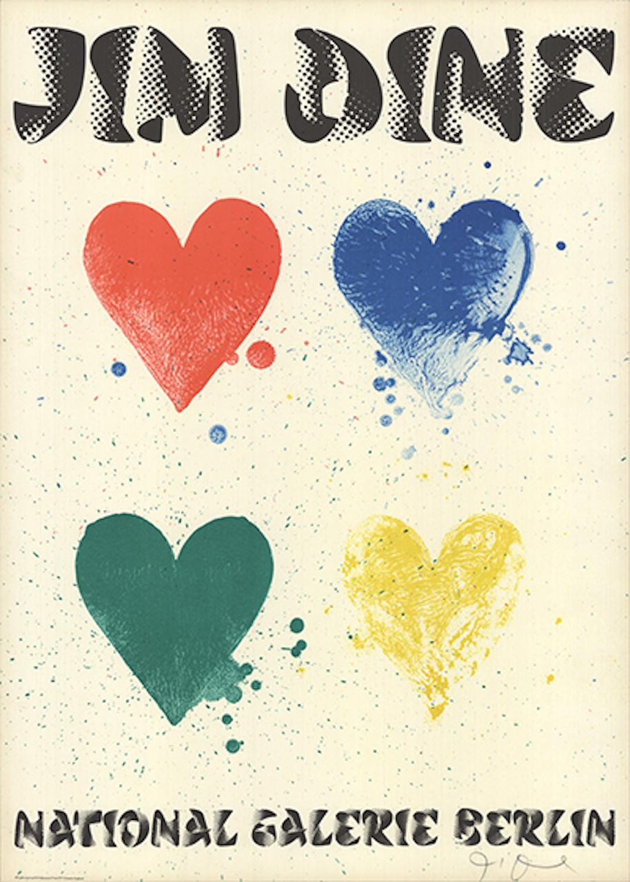 Jim Dine Print - Four Hearts