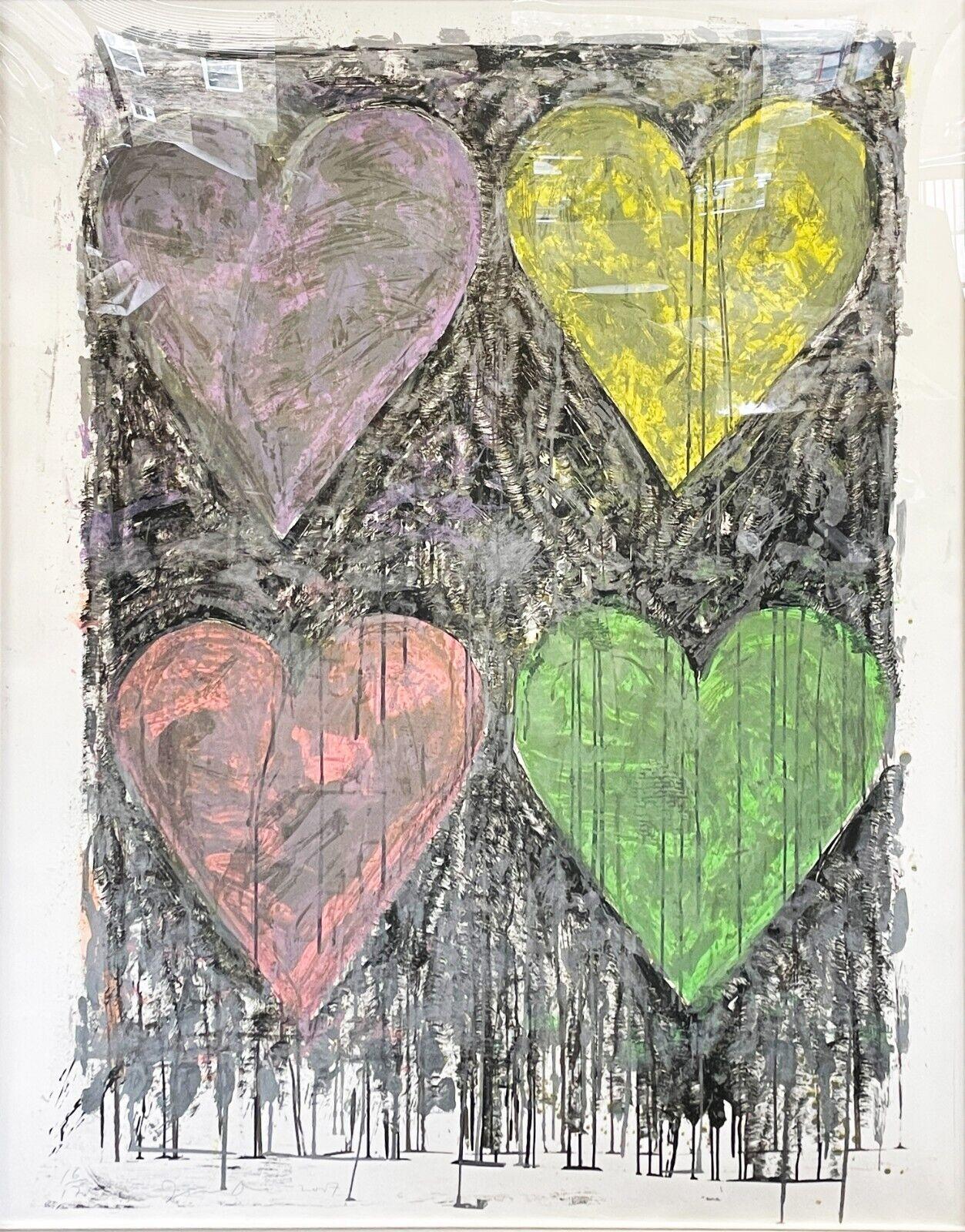 Four Hearts in Silver- Litho and Woodcut in colors.  Hand signed and numbered 
