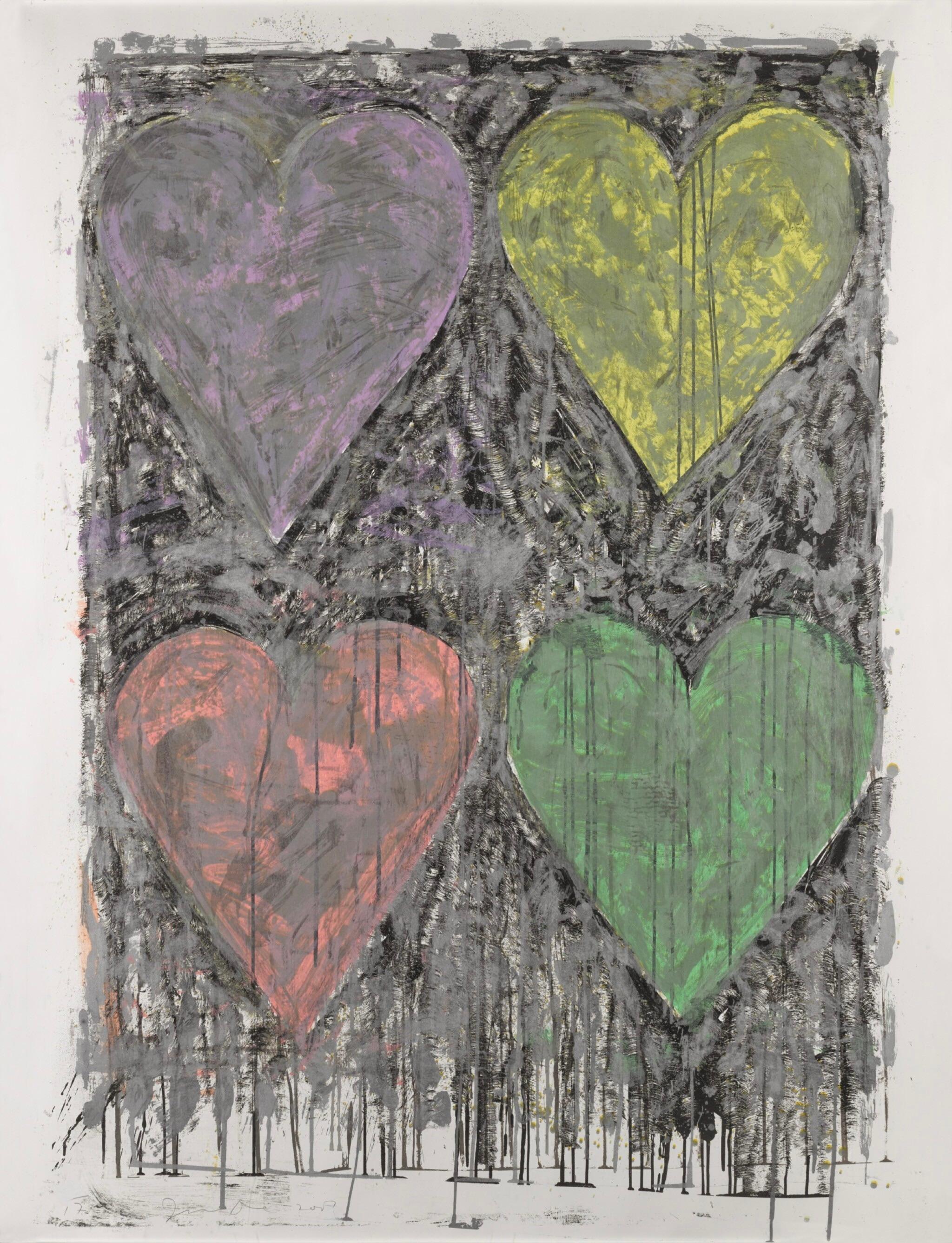 Four Hearts in Silver - Print by Jim Dine