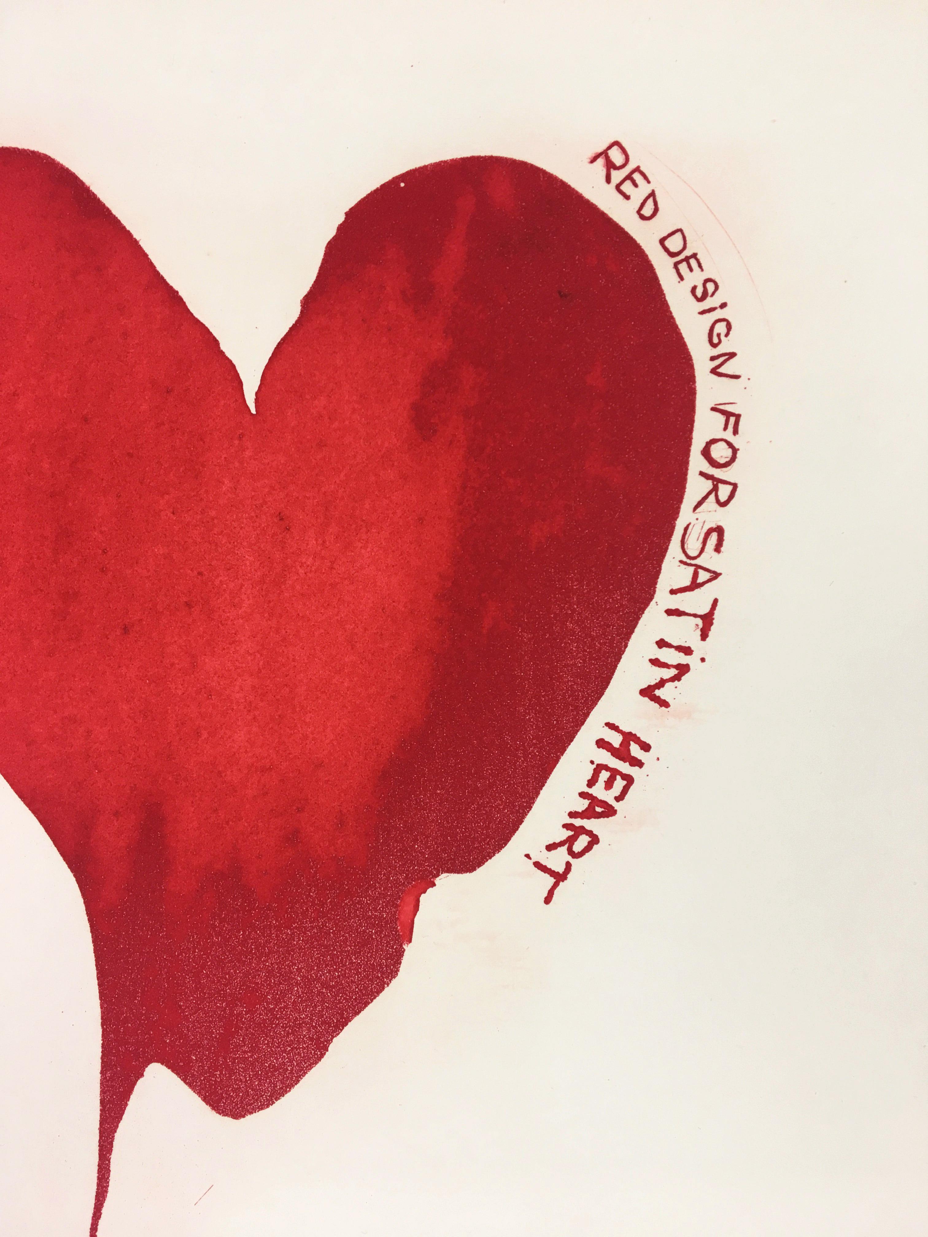FRAMED Red Design for Satin Heart  - Expressionist Print by Jim Dine