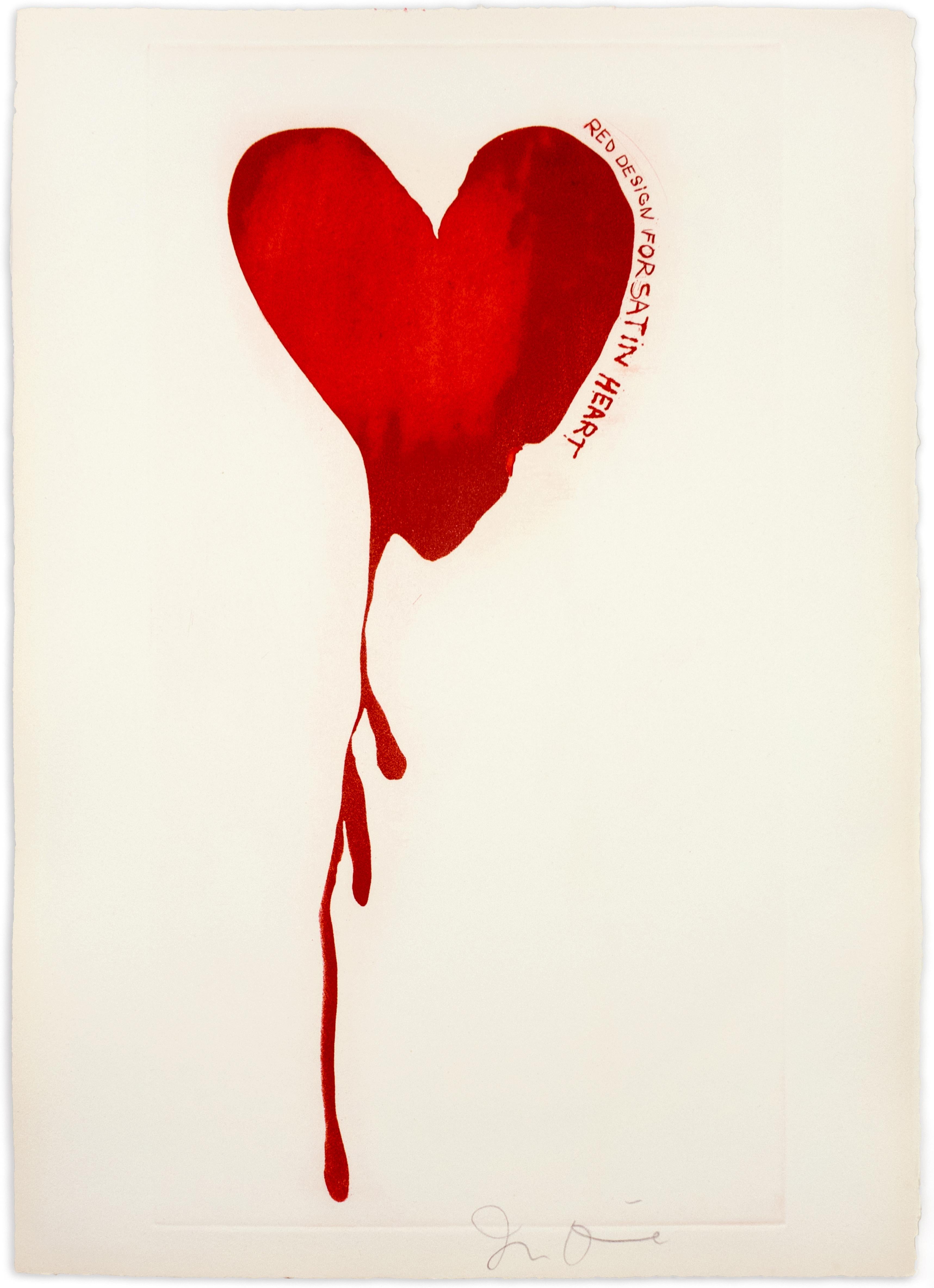 Jim Dine Red Design for Satin Heart FRAMED Oscar Wilde Dorian Gray heart pop art 1