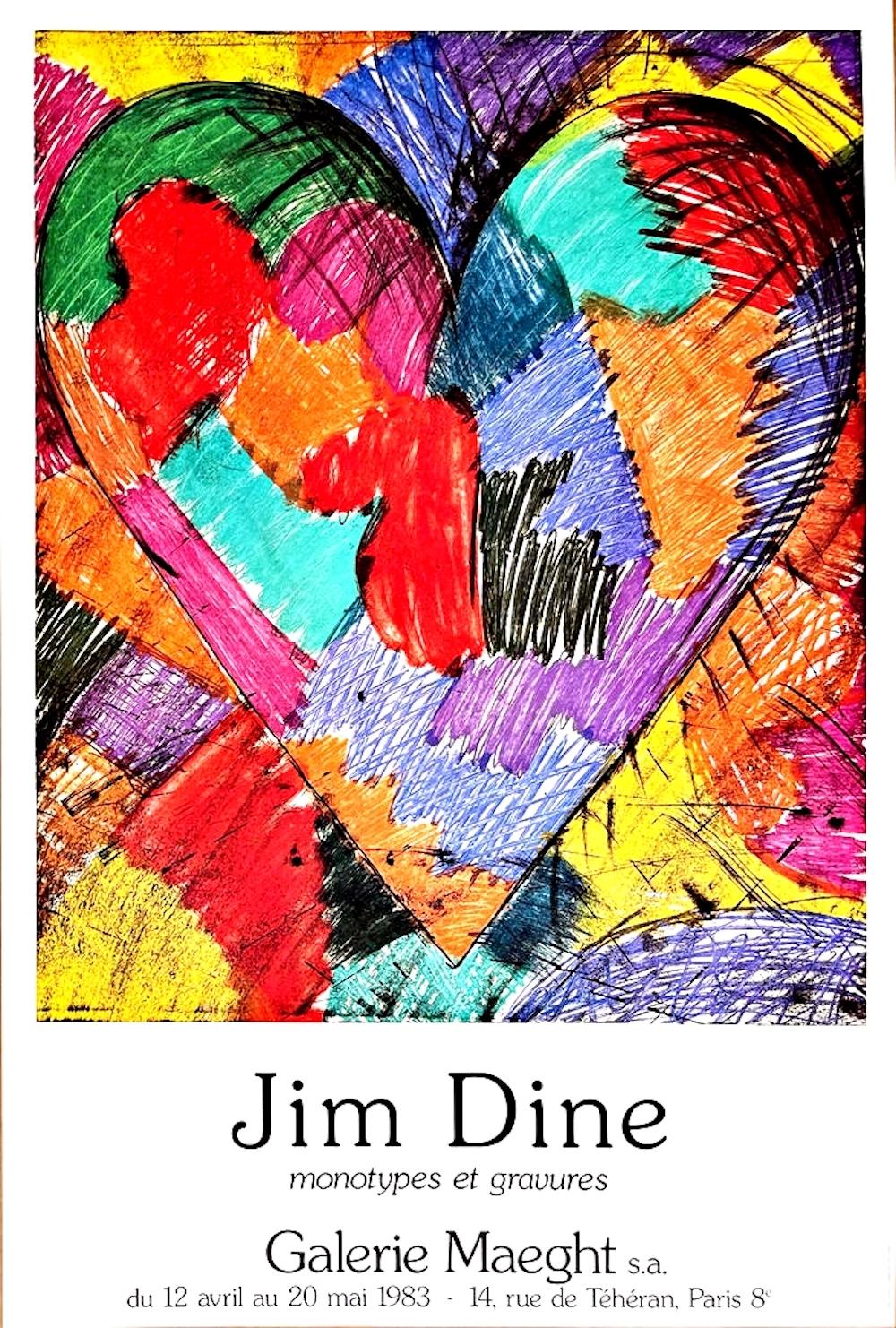 Figurative Print di Jim Dine - Galerie Maeght mostra astratta di cuori colorati stampa in edizione limitata di 500 esemplari