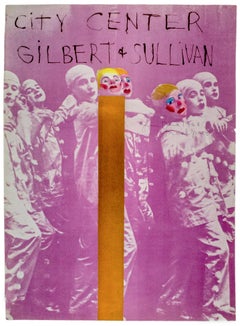 Handbemaltes rosa Kupferplakat "Gilbert und Sullivan", von Hand signiert, New York