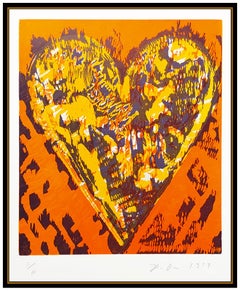Jim Dine Original Color Woodcut Etching Heart Hand Signed Modern Framed Robe Art