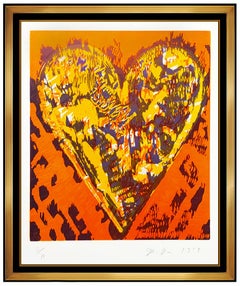 Jim Dine Original Color Woodcut Etching Heart Hand Signed Modern Framed Robe Art