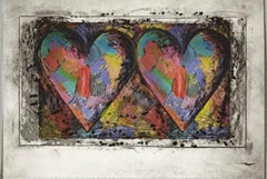 Jim Dine - print with hand coloring in oil stick, Signed, Framed, unique variant