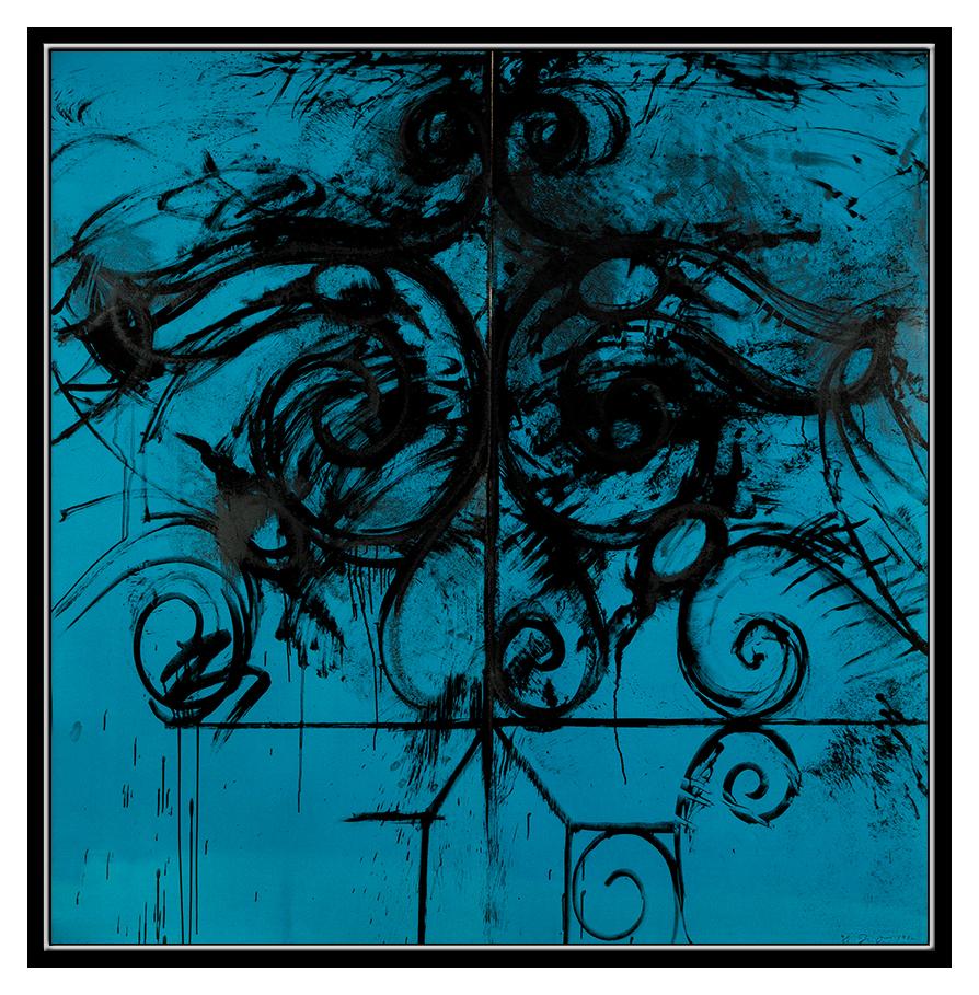 Jim Dine RARE Original Color Lithograph Blue Commelynck Gate Large Signed Art For Sale 1