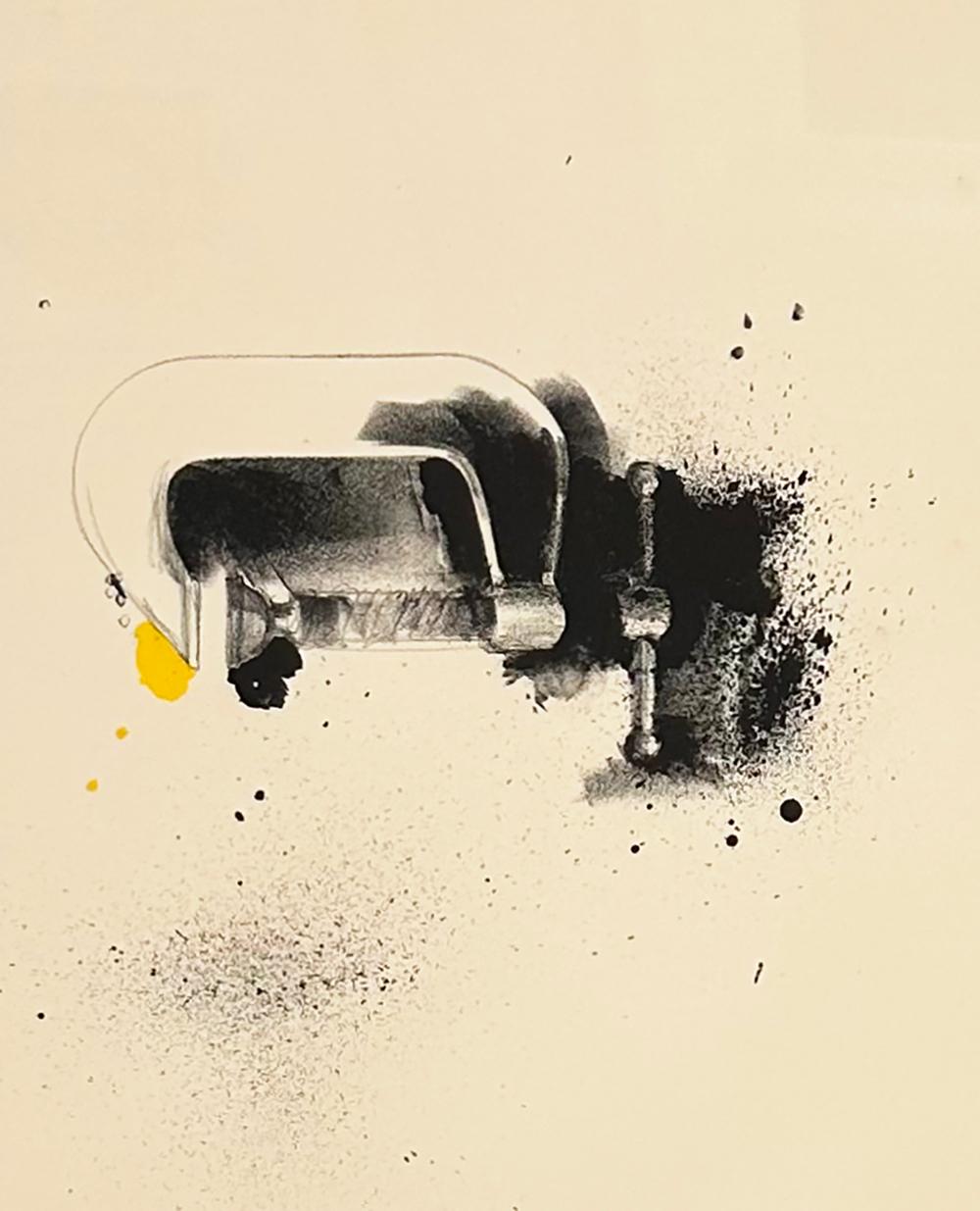 Künstler: Jim Dine
Technik: Lithografie, handkoloriert mit Aquarellfarben auf „Auvergne Narcisse“
Titel: C-CLAMP
Portfolio: 1973 „Zehn Winterwerkzeuge“ (handkoloriert)
Jahr: 1973
Auflage: 6/10
Bildgröße: 10" x 8"
Blattgröße: 26" x 20"
Maße mit