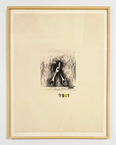Jim Dine Watercolor Lithograph, Signed, 1973, Ten Winter Tools, Metal Snips