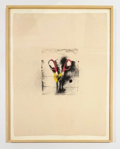 Jim Dine Watercolor Lithograph, Signed, 1973. Ten Winter Tools, Shears
