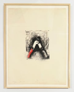 Litografía en acuarela de Jim Dine, firmada, 1973. Diez herramientas para el invierno: pelacables