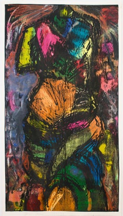 July, Summer 2014 V - Contemporary, Unique hand painted monotype by Jim Dine