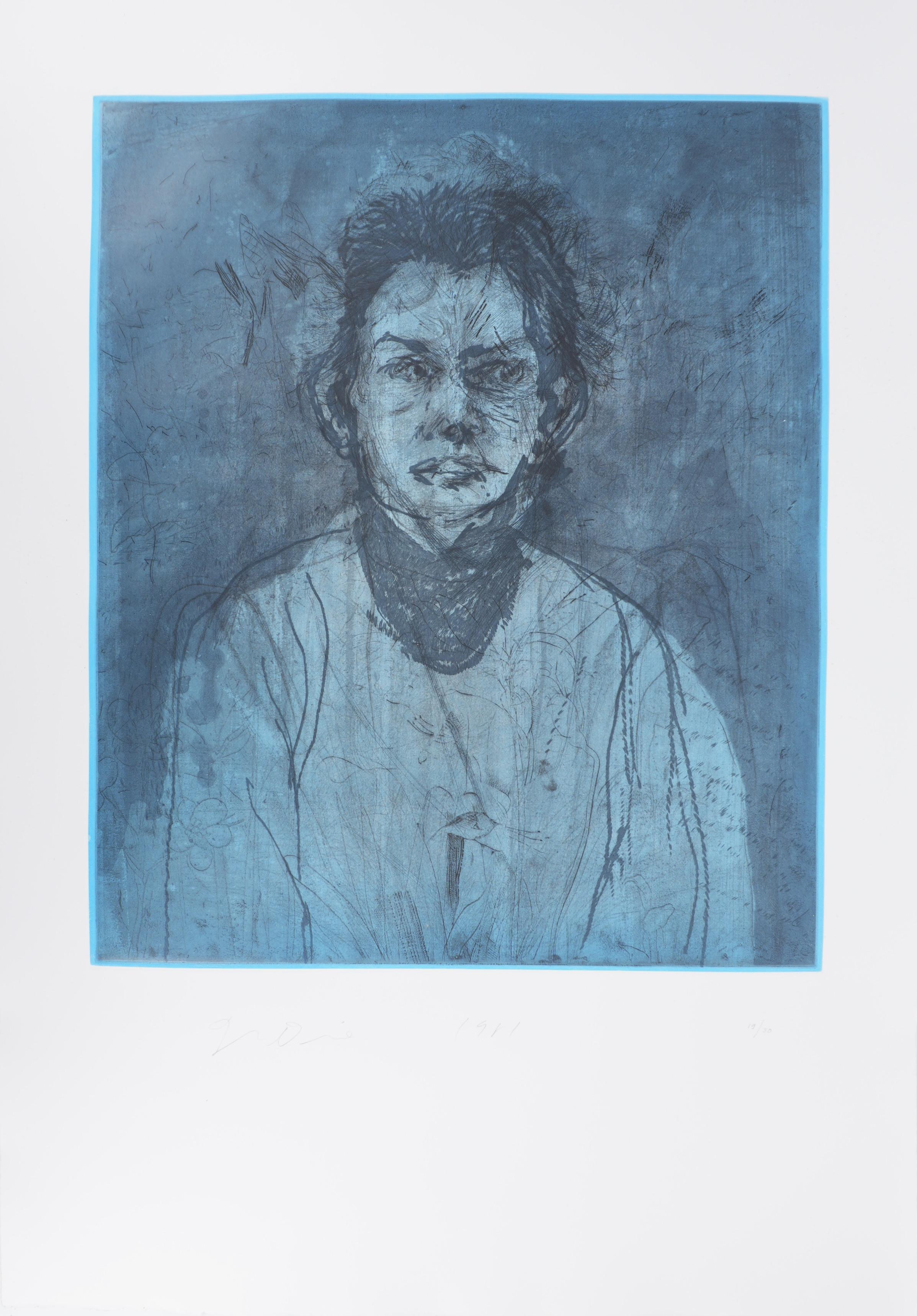 Portrait Print de Jim Dine - Nancy al aire libre en julio XIV (Lucha con espíritus) - Grabado original firmado a mano