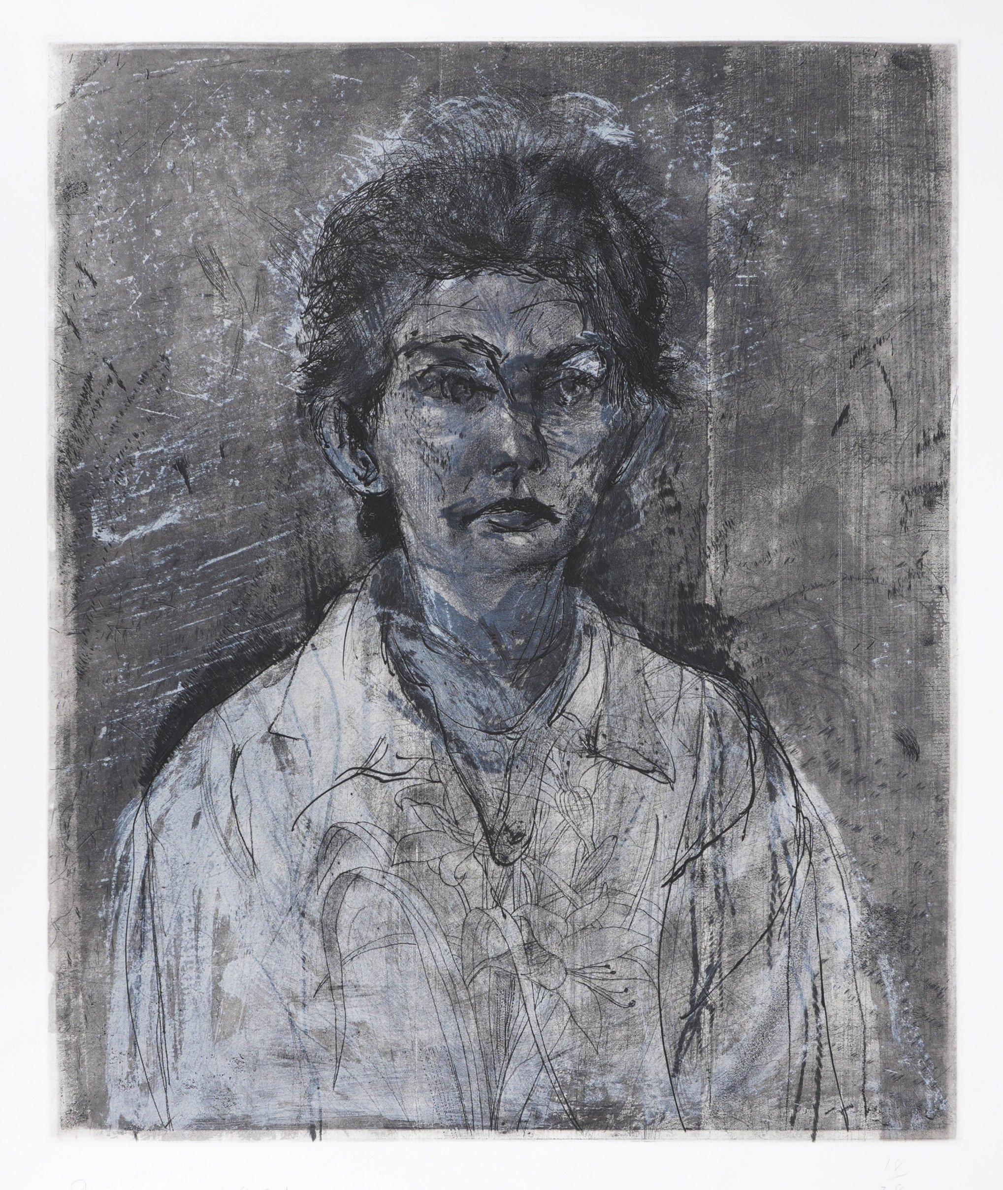 Nancy outside in july XXII (Ten Layers of Grey) - Original handsigned etching - American Modern Print by Jim Dine