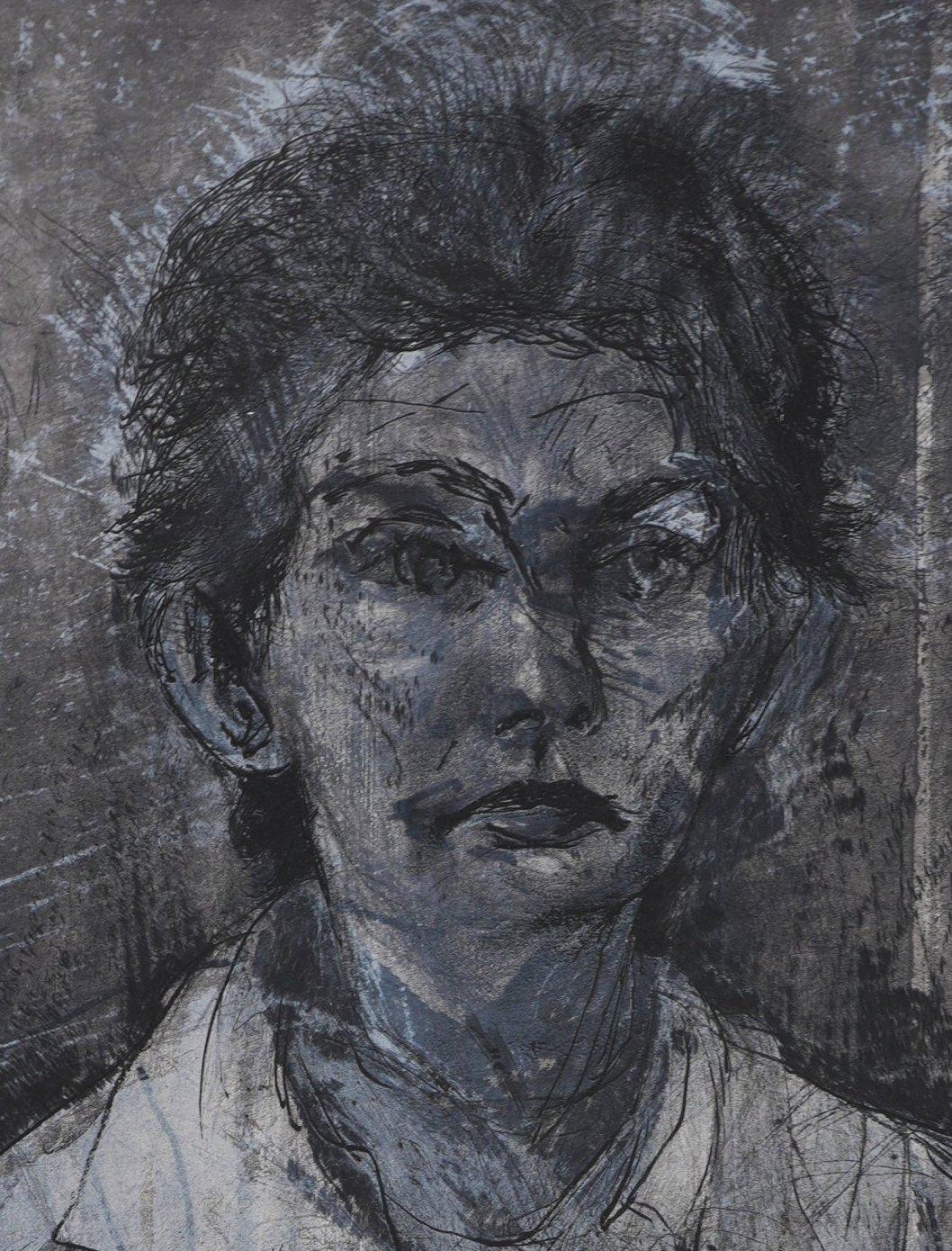 Nancy outside in july XXII (Ten Layers of Grey) - Original handsigned etching For Sale 2