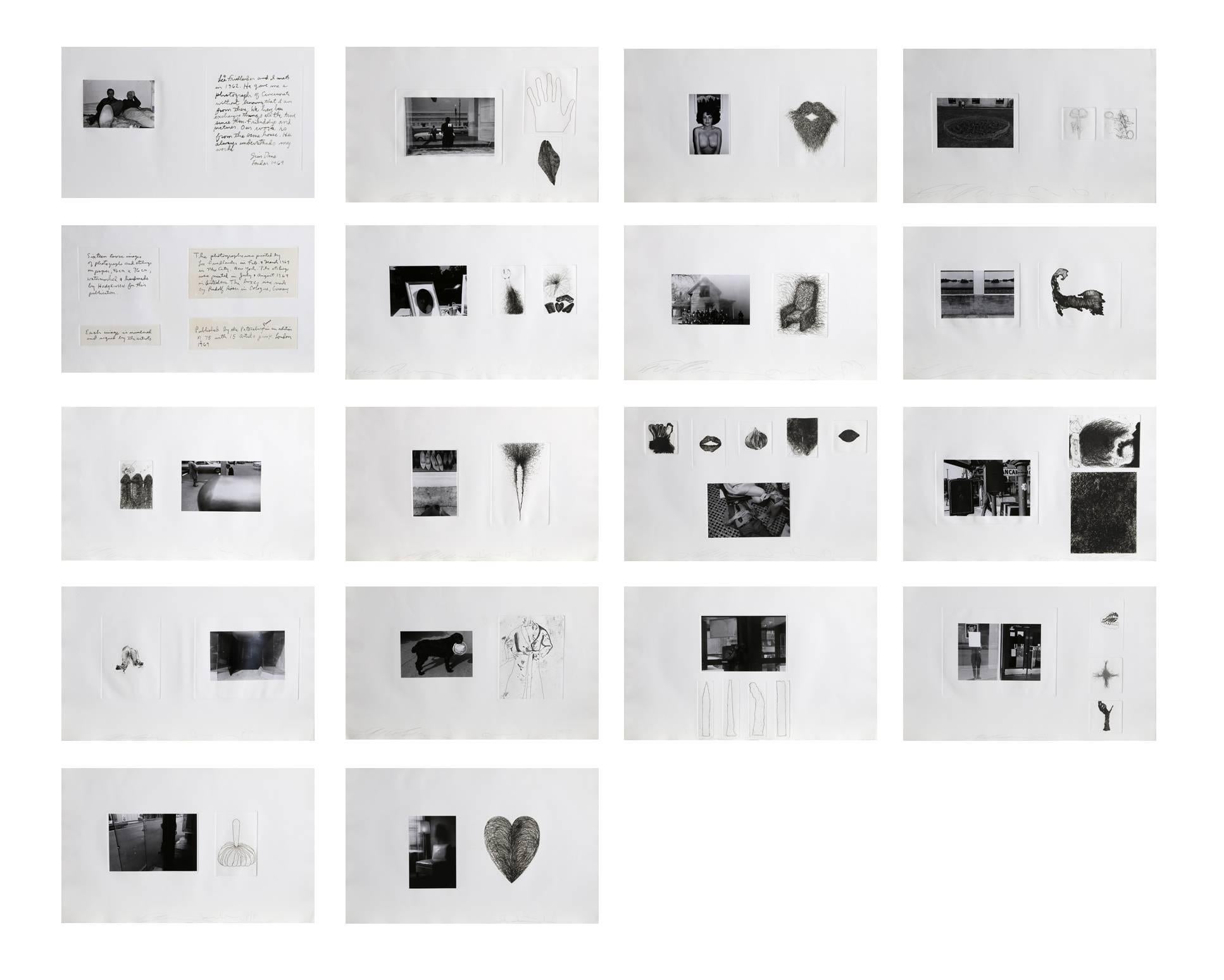 Artiste : Jim Dine, américain (1935 - ) et Lee Friedlander, américain (1934 - )
Titre : Photographies et gravures
Année : 1969
Médium : Portefeuille de 16 diptyques de tirages et de gravures à la gélatine argentique, chacun signé au crayon par les