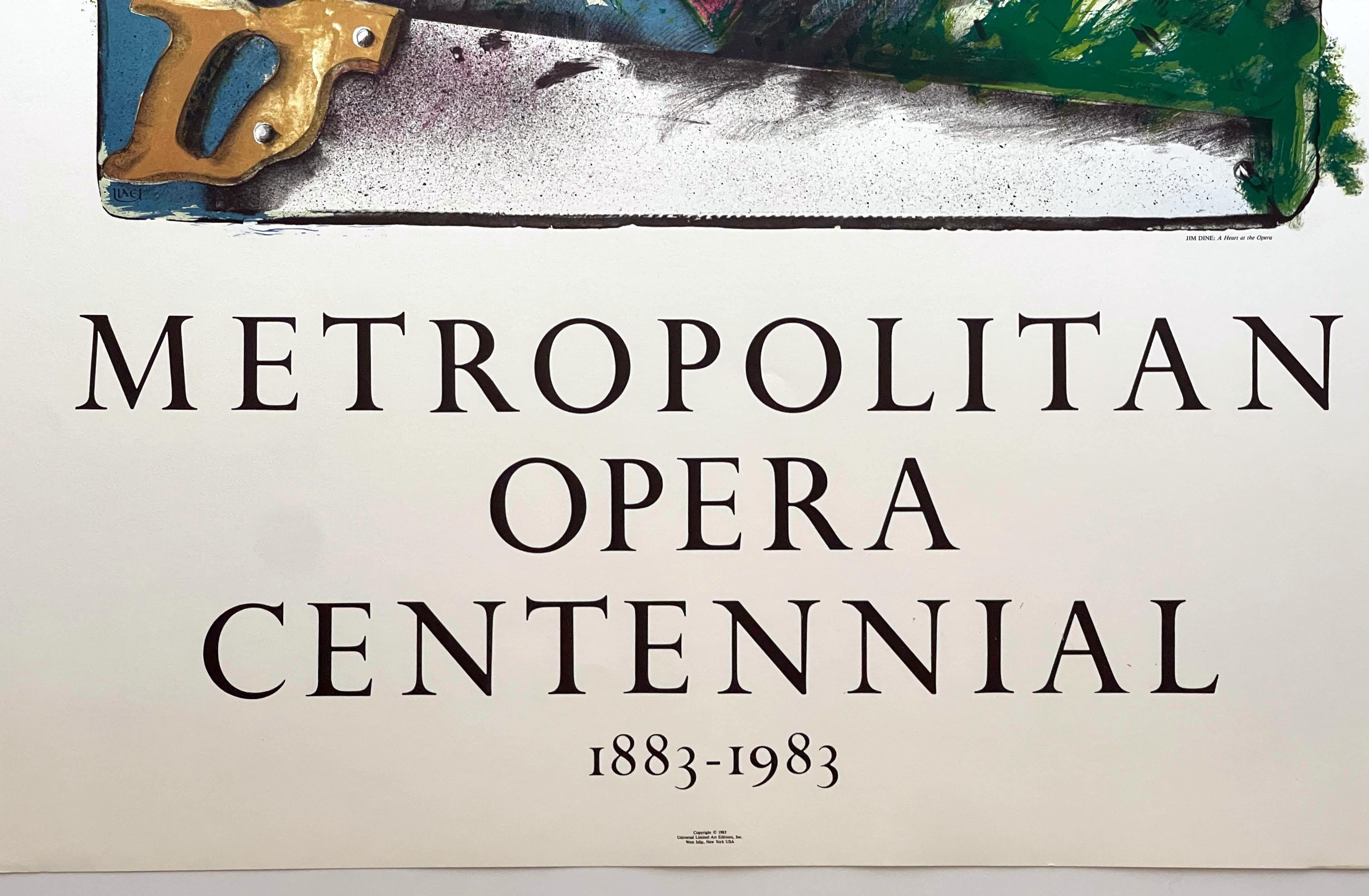 Rosa Herz: Metropolitan Opera Centennial 1883-1983 Lithographie Pop Art Poster, Pop Art – Print von Jim Dine