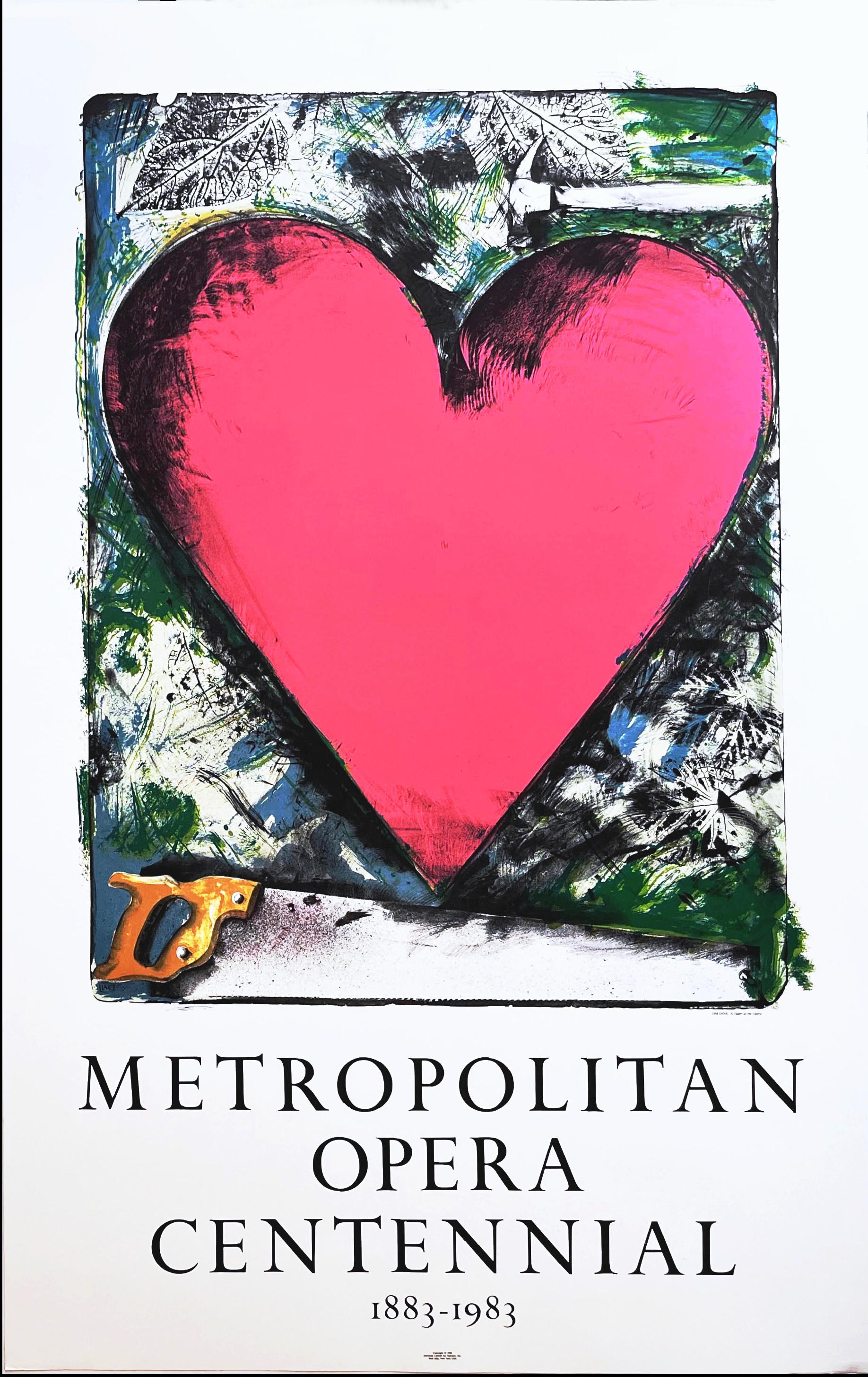 Jim Dine Figurative Print - Pink Heart: Metropolitan Opera Centennial 1883-1983 lithographic Pop Art poster