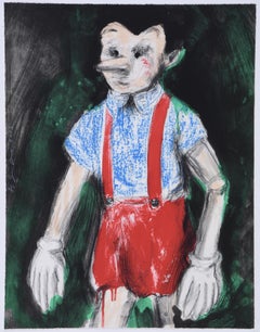 Pinocchio series, hand colored lithograph, Little Green Marks, 2012