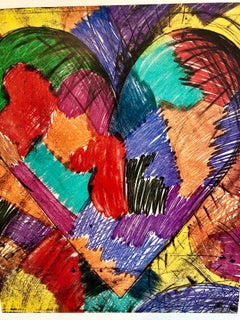 Rainbow Quilt Heart Pop Art Vintage Offset Lithograph Poster Jim Dine, Maeght
