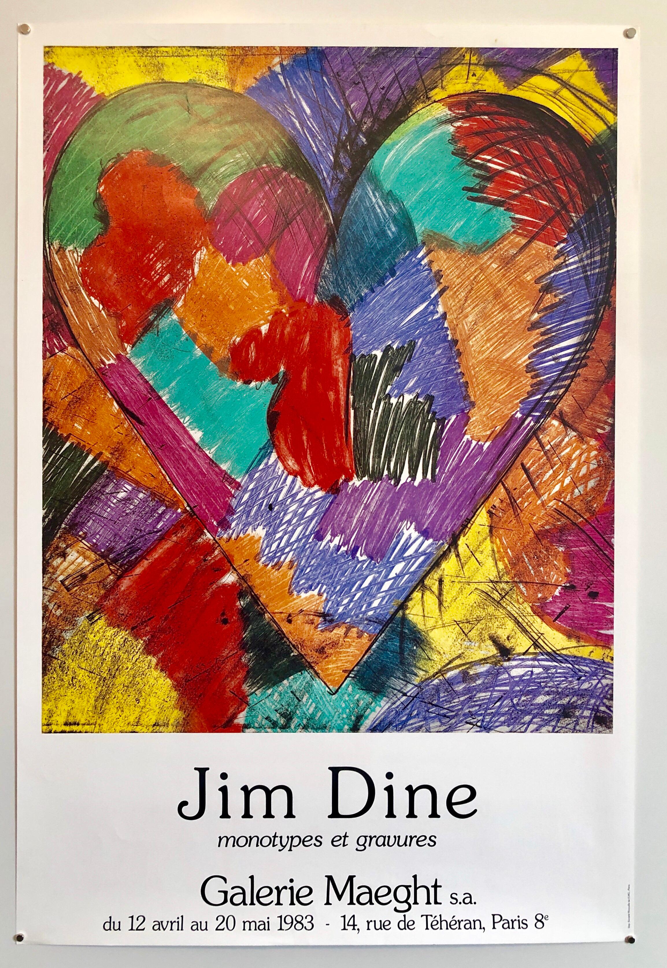  Rainbow Quilt Heart Pop Art Vintage Offset Lithograph Poster Jim Dine, Maeght 1
