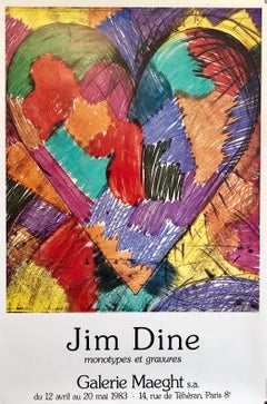  Rainbow Quilt Heart Pop Art Retro Offset Lithograph Poster Jim Dine, Maeght